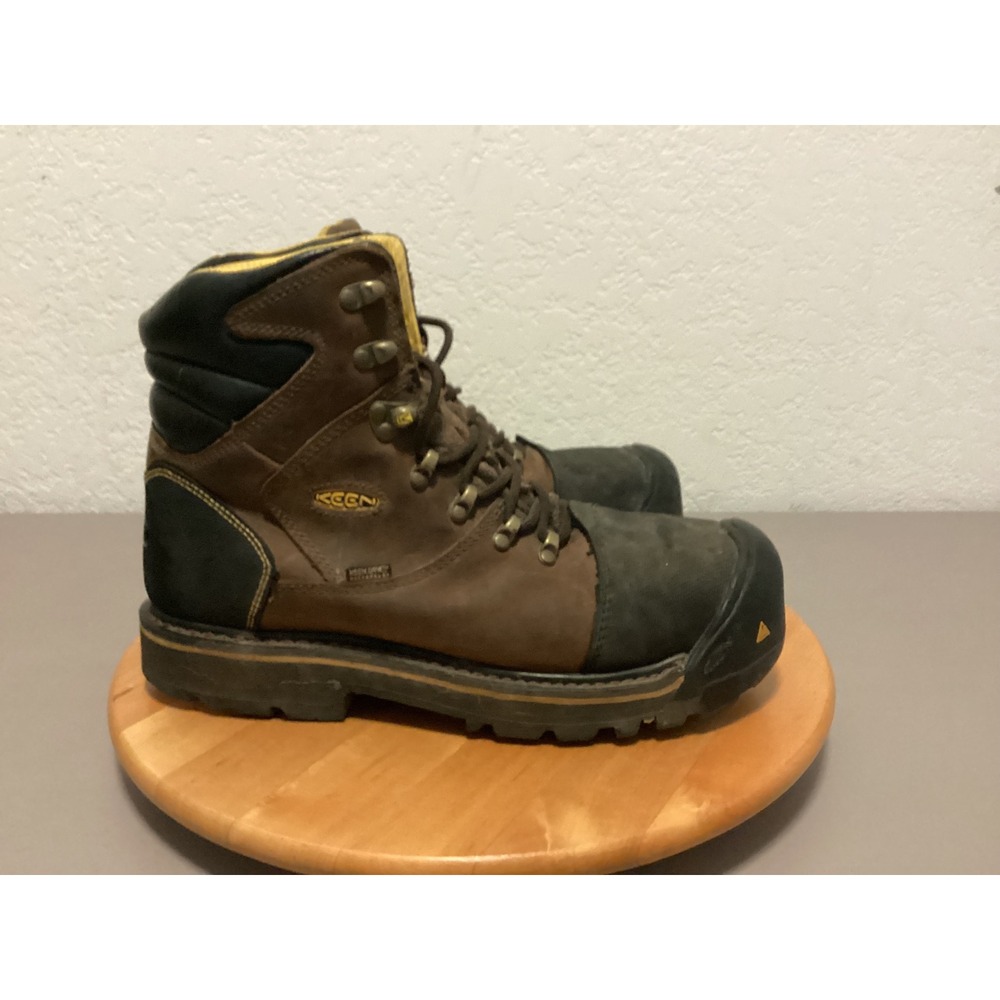 KEEN Work Boots Mens 11 Brown Waterproof Steel Toe Leather Utility 1009740